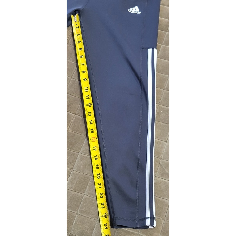Adidas AeroReady Exercise Leggings Womens Sz Large Gray High Waist Logo Pockets - Picture 11 of 13